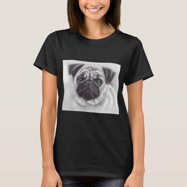Camiseta Dibujo de línea de pug hipster (Anverso)