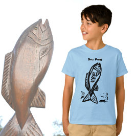 Camiseta Dibujo de línea negra de peces primarios de grande