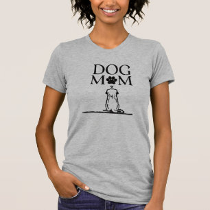 Camiseta Dibujo de mamá de perro sentada con su leal perro