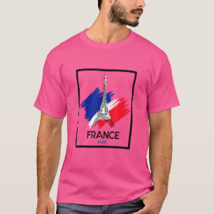 Camiseta Dibujo de mano de la torre Eiffel y Francia de Par