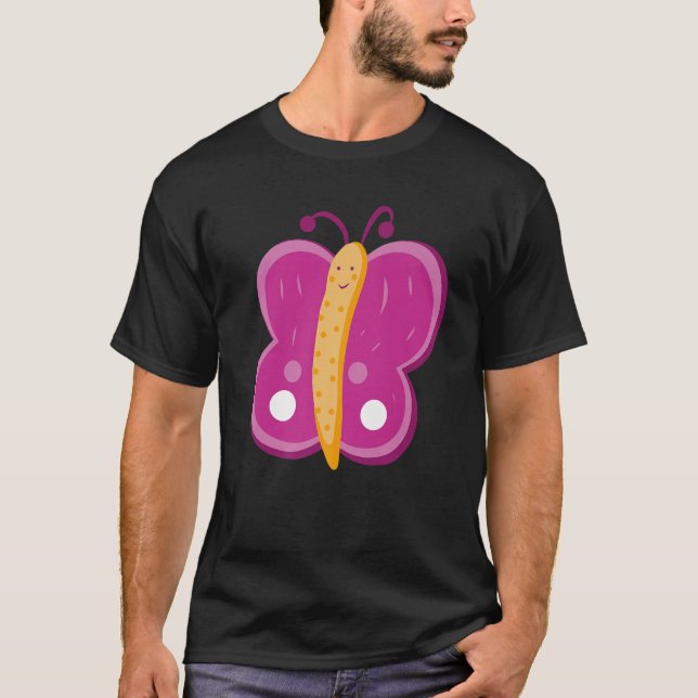 Camiseta Dibujo de mariposa multicolor suave (Anverso)