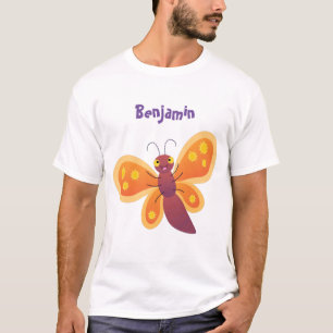 Camiseta Dibujo de mariposa naranja feliz y linda en estilo