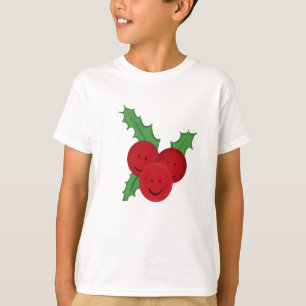Camiseta Dibujo de Navidad de acebo sonriente lindo
