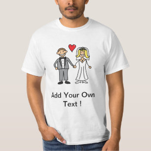 Camiseta Dibujo de Novia y Novio - Agrega tu Propio Mensaje