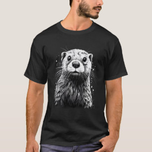 Camiseta Dibujo de nutria estampado de animal de vida silve