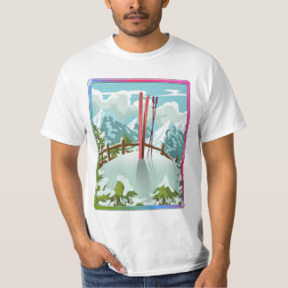 Camiseta Dibujo de paisaje de esquí