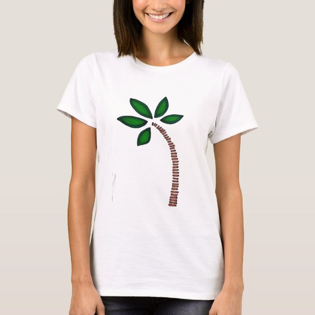 Camiseta Dibujo de palmeras marrones y verdes (Anverso)