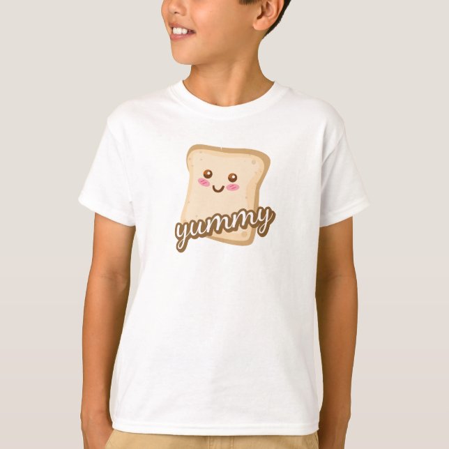 Camiseta Dibujo de pan lindo feliz (Anverso)