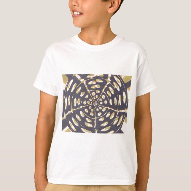 Camiseta Dibujo de patrón radial de polka verde oliva Impri (Anverso)