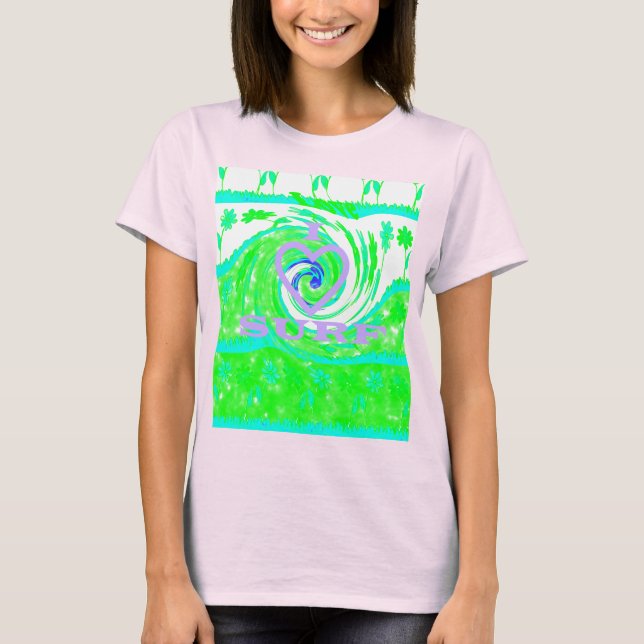 Camiseta Dibujo de patrón radial de polka verde oliva Impri (Anverso)