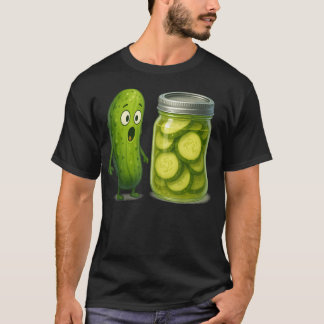 Camiseta Dibujo De Pepino En Salmuera Sorprendido Y Tarro M