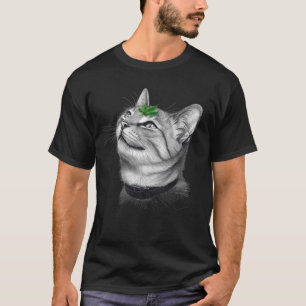 Camiseta Dibujo de perfil minimalista blanco calmado de gat
