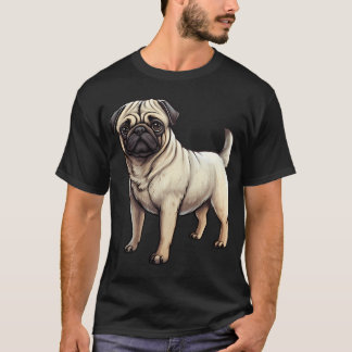 Camiseta Dibujo de perro cachorro Pug cervato