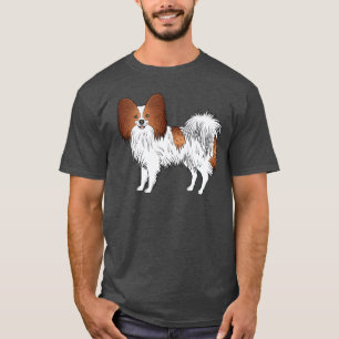 Camiseta Dibujo De Perro Cuto De Papilón Rojo Y Blanco