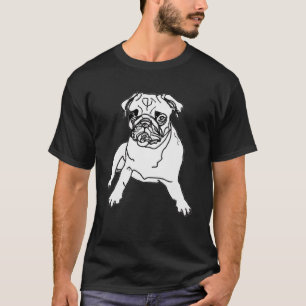 Camiseta Dibujo de perro de cerdo negro y blanco de la cami