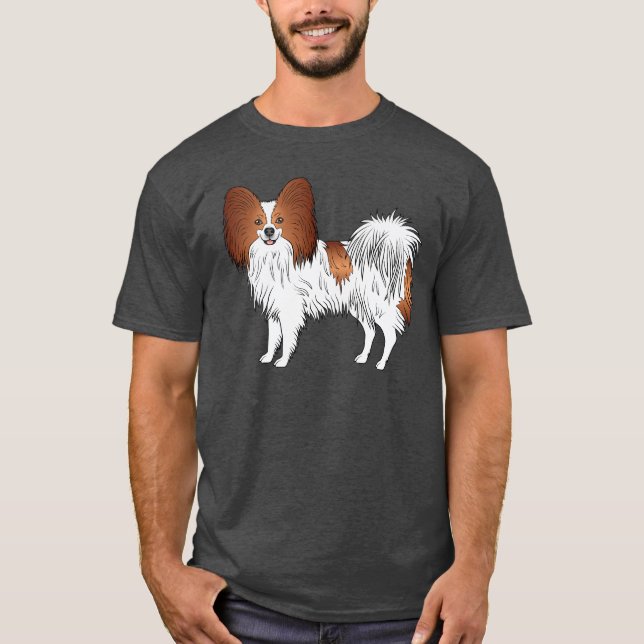 Camiseta Dibujo de perro de dibujos animados lindo Papillon (Anverso)