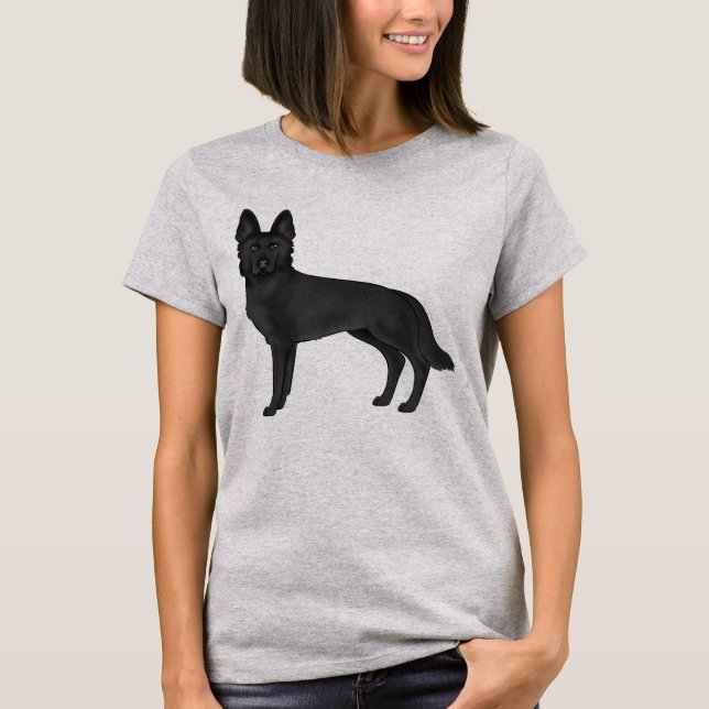 Camiseta Dibujo de perro de dibujos animados lindo pastor a (Anverso)