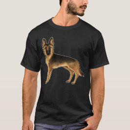 Camiseta Dibujo De Perro GSD De Pastor Negro Y Tan Alemán