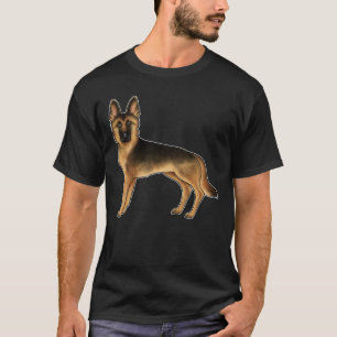 Camiseta Dibujo de perro GSD lindo Pastor Alemán negro y ma