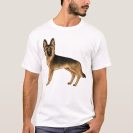 Camiseta Dibujo de perro GSD lindo Pastor Alemán negro y ma