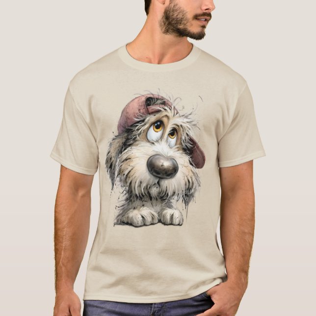 Camiseta Dibujo de perro lindo y extravagante (Anverso)