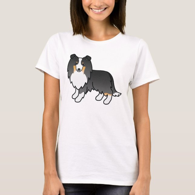 Camiseta Dibujo de perros de perros de la caricatura Tricol (Anverso)