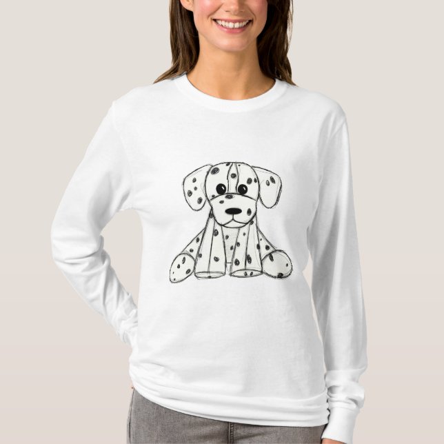 Camiseta Dibujo de perros rellenos dálmatas esquema simple  (Anverso)