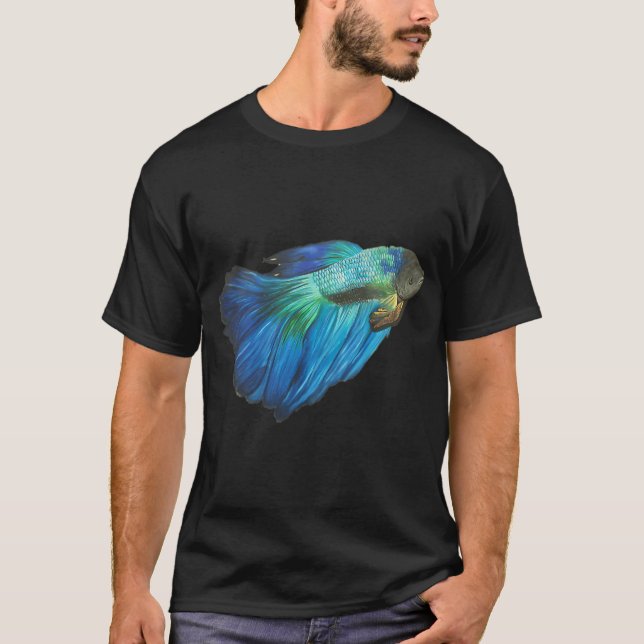 Camiseta dibujo de pez Beta azul (Anverso)