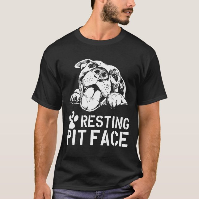 Camiseta Dibujo de Pitbull Resting Pit Face Rescue Pitbull (Anverso)