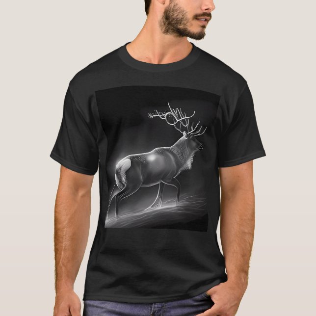 Camiseta Dibujo De Renos Negro Y Blanco (Anverso)