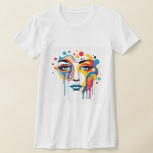 Camiseta dibujo de retrato abstracto de un chica