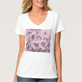 Camiseta Dibujo de rosas rosadas