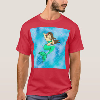 Camiseta Dibujo de sirvienta en escalas azules