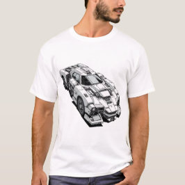 Camiseta Dibujo de tinta ciberpunk de auto futurista