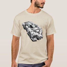 Camiseta Dibujo de tinta ciberpunk de auto futurista