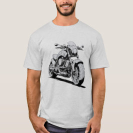 Camiseta Dibujo de tinta ciberpunk de motocicleta futurista