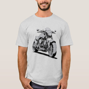 Camiseta Dibujo de tinta ciberpunk de motocicleta futurista