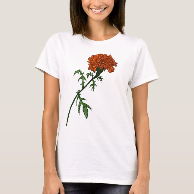 Camiseta Dibujo de tinta de flor marino francés (Anverso)