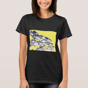 Camiseta Dibujo de tinta de lubina rayada "Old School" - en