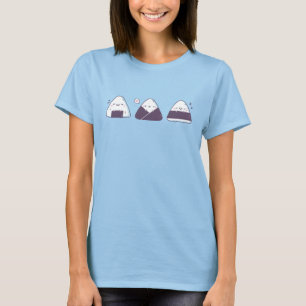 Camiseta Dibujo de trío de Onigiri japoneses lindos y diver