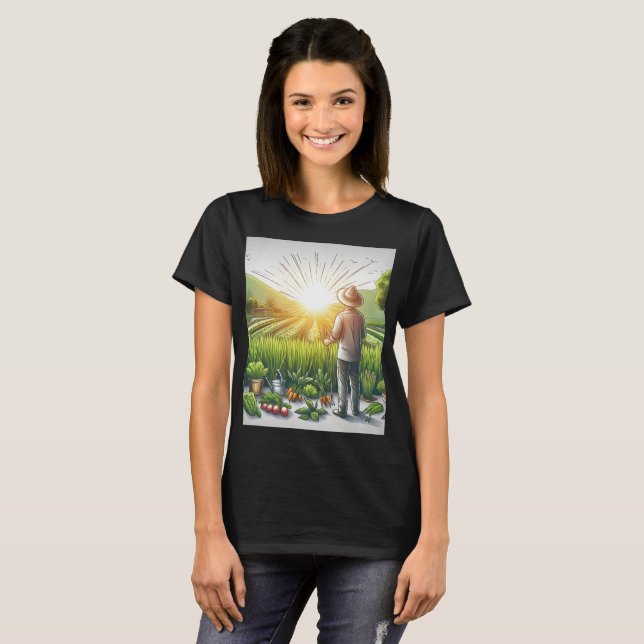 Camiseta dibujo de un hombre en un gorra de vaqueros con un (Anverso completo)