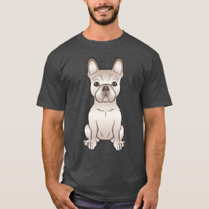Camiseta Dibujo de un lindo perro bulldog francés crema sen