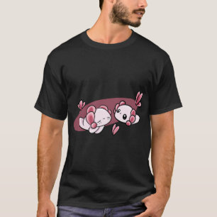 Camiseta Dibujo de una linda pareja de ajolotes rosados kaw
