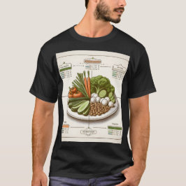 Camiseta dibujo de una placa de verduras con un diagrama
