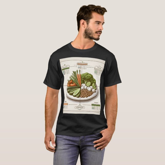 Camiseta dibujo de una placa de verduras con un diagrama (Anverso completo)
