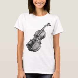 Camiseta Dibujo de violín boceto en blanco y negro