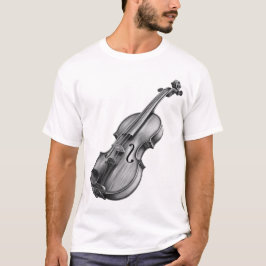 Camiseta Dibujo de violín boceto en negro y blanco