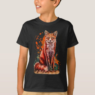 Camiseta Dibujo del arte animal rojo del Fox y de la
