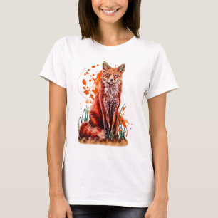 Camiseta Dibujo del arte animal rojo del Fox y de la