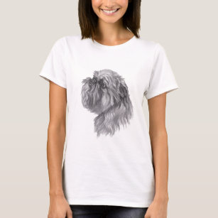 Camiseta Dibujo del arte del carbón de leña del perro de